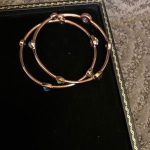 Two rose gold bracelets with colored stones. Selling both as one sale.